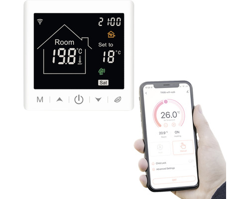 Raumthermostat mit digitaler Anzeige und Smartphone-App