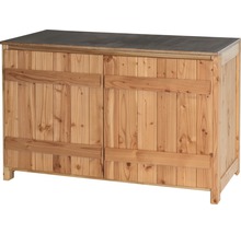 Holzschrank mit zwei Türen und Steinplatte