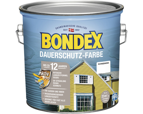 Holzfarbe-Dauerschutzfarbe Bondex schneeweiß 2,5 l