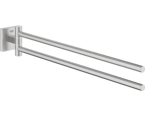 Handtuchstange Grohe Quickfix Start Cube 5,4x40,8x6,9 cm Schwenkbar edelstahl matt Doppelhandtuchhalter zur Wandmontage