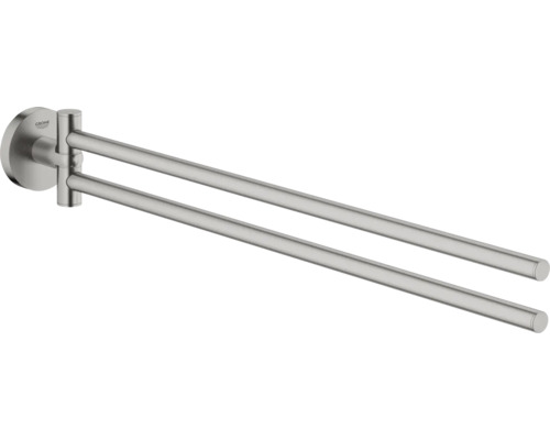 Handtuchstange Grohe Quickfix Start 5,4x43,9x6,1 cm Schwenkbar edelstahl matt Doppelter Handtuchhalter aus Metall für die Wandmontage