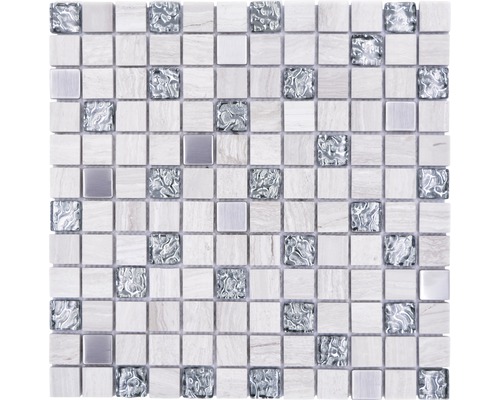 Natursteinmosaik Crystal Quadrat 30,0x30,0 cm grau
