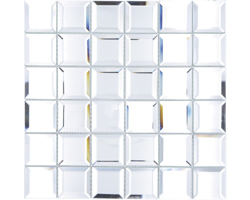 Glasmosaik Quadrat Mirror Metro 29,8x29,8 cm farblos Quadratische Spiegelmosaikfliese für Wandgestaltung