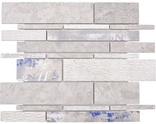 Keramikmosaik Marmor Verbund 25,5x30,0 cm grau matt Mosaikfliese aus Naturstein