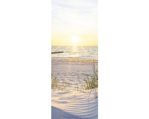 Strand mit Gras und Meer