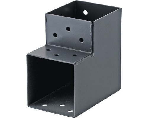 Steckverbinder Ecke 90°, 2 Enden, anthrazit, 91x91 mm, Typ A, 1 Stk. Pfostenträger aus Stahl zum Aufschrauben