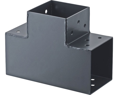Steckverbinder Verlängerung 90°, 3 Enden, anthrazit, 91x91 mm, Typ G, 1 Stk. T-Pfostenverbinder aus Metall mit Bohrlöchern