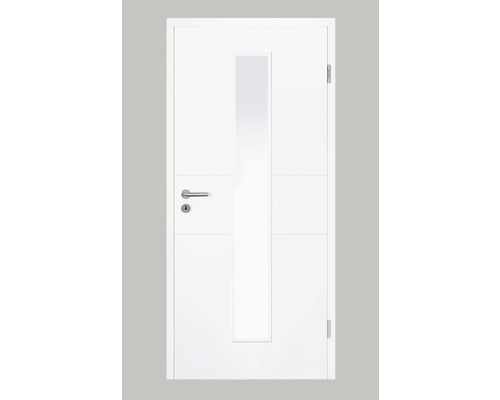 Zimmertür Pertura Perla Weißlack inkl. Lichtausschnitt (ohne Glas) 95x203 cm rechts Weiße Innentür mit Glasausschnitt, Türdrücker und Schloss