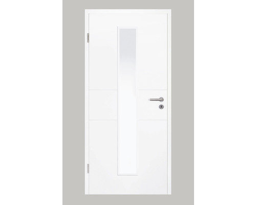 Zimmertür Pertura Perla Weißlack inkl. Lichtausschnitt (ohne Glas) 90x203 cm links