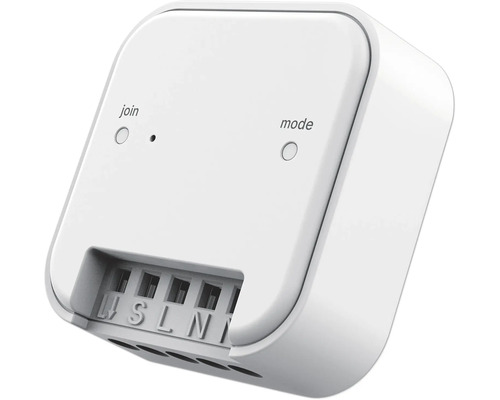 Weißer Smart Home Schalter mit Beschriftungen für Join und Mode