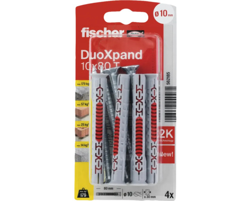 Fischer Dübel DuoXpand 10x80 mit Schrauben, 4 Stück