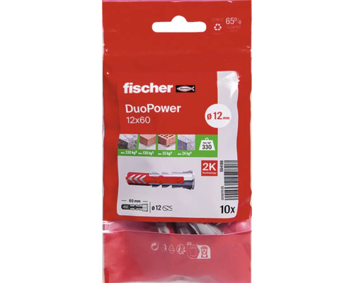 Fischer DuoPower Dübel, Größe 12x60, 10 Stück in einer Packung