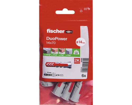 Fischer DuoPower Dübel 14x70, Sechs Stück in einer Packung