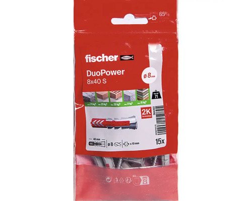 Fischer DuoPower Dübel 8x40 S, 15 Stück