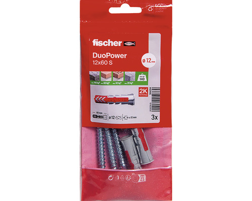 Fischer DuoPower Dübel 12x60 S, 3er-Pack