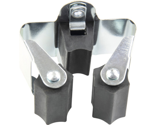 Gerätehalter aus Metall mit drei Gummirollen
