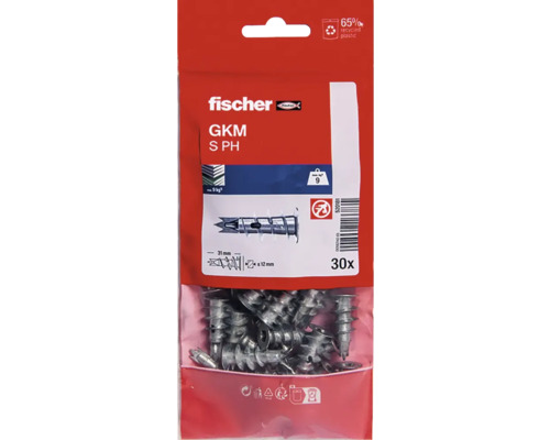 Fischer GKM S PH Gipskartondübel, 30 Stück