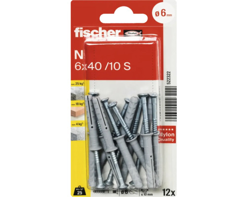 Fischer Dübel 6x40/10 S, 12er-Packung