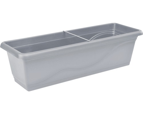 Länglicher Pflanzkasten aus Kunststoff mit Halterung