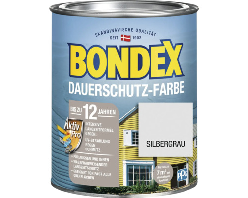 Holzfarbe-Dauerschutzfarbe Bondex silbergrau 750 ml