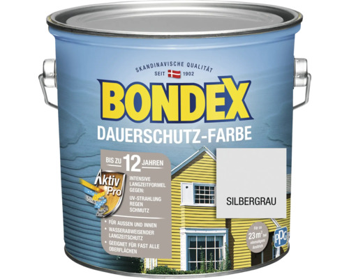 Holzfarbe-Dauerschutzfarbe Bondex silbergrau 2,5 l