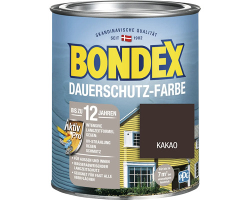 BONDEX Dauerschutz-Holzfarbe kakao/schokoladenbraun 750 ml Bondex Dauerschutz-Farbe Kakao in einer Dose