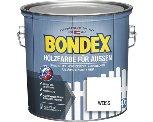 BONDEX Holzfarbe für Außen weiss 2,5 l