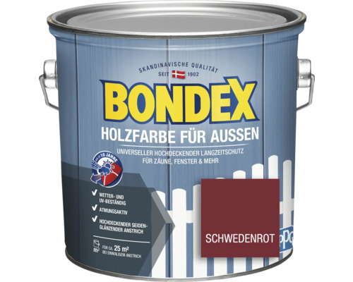 BONDEX Holzfarbe für Außen schwedenrot 2,5 l