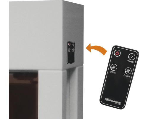 Heizgerät mit Bedienfeld und Fernbedienung