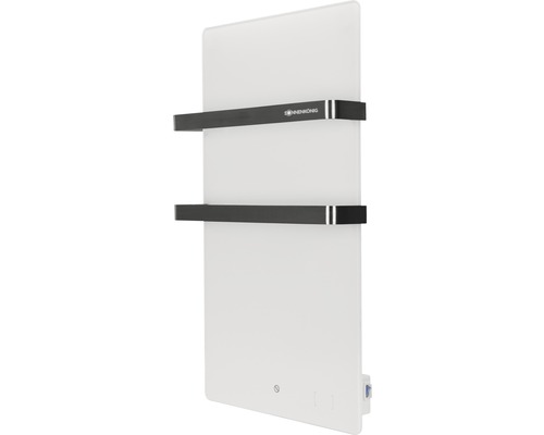 Infrarot Heizpaneel Sonnenkönig Bango 450 110x58 cm 450 Watt weiß inkl. WiFi Sonnenkönig Handtuchwärmer mit zwei Handtuchhaltern