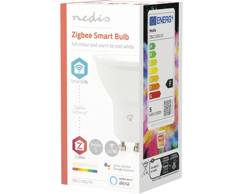 Nedis Zigbee Smart Bulb Verpackung mit Energieeffizienzklasse F