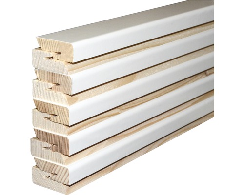 Sockelleiste SU047L weiß foliert 16x40x2500 mm Pack = 10 Stück Stapel Holzfußleisten