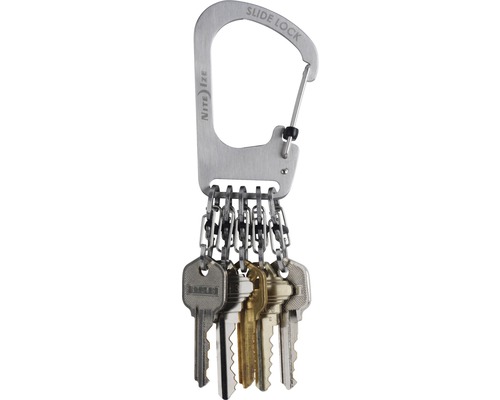 Nite Ize Slide Lock Karabiner mit Schlüsselanhänger und mehreren Schlüsseln