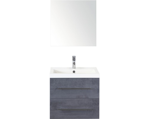 Badmöbel-Set Sanox Straight Mineralguss 60x170x40 cm Mineralgusswaschbecken beton anthrazit mit Spiegelschrank