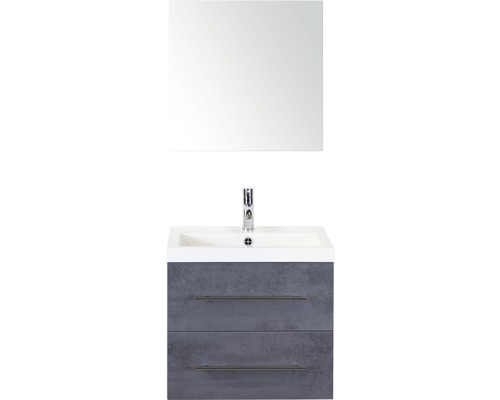 Badmöbel-Set Sanox Straight Mineralguss 60x170x40 cm Mineralgusswaschbecken beton anthrazit mit Spiegel