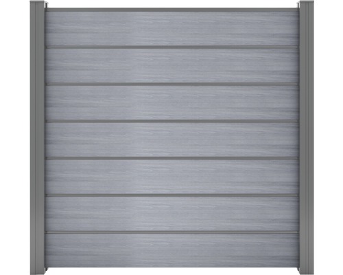 Hauptelement GroJa Flex Grande Premium inkl. Zierleisten Stecksystem ohne Pfosten 180 x 180 cm steingrau Zaunelement aus Kunststoff