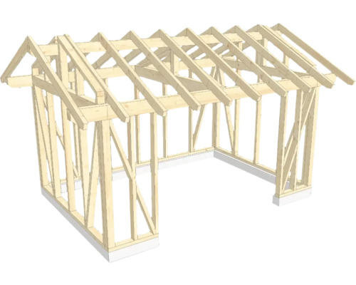 Holzkonstruktion Holzriegelbau mit Satteldach 350x500 cm