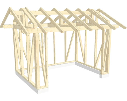 Holzkonstruktion Holzriegelbau mit Satteldach 300x400 cm