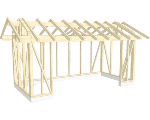 Holzkonstruktion Holzriegelbau mit Satteldach 300x600 cm