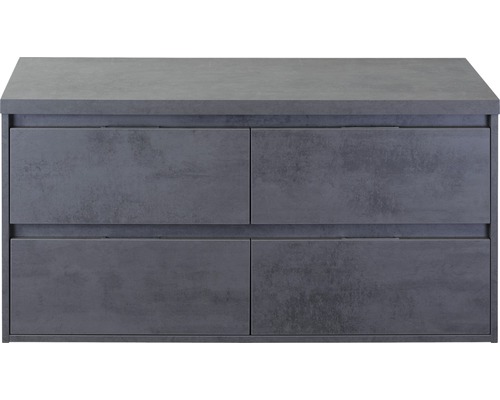 Waschbeckenunterschrank Sanox Porto 59x120x50 cm mit Waschtischplatte 4 Schubladen beton anthrazit