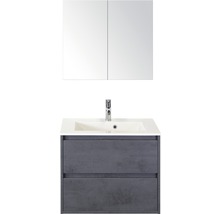 Badezimmermöbel-Set mit Waschtischunterschrank, Waschbecken und Spiegelschrank