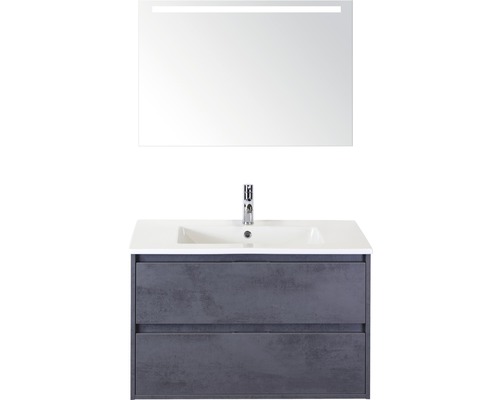 Badmöbel-Set Sanox Porto Keramik 170x91x51 cm Keramikwaschbecken beton anthrazit mit LED-Beleuchtung Badmöbel-Set Sanox Porto Keramik 170x91x51 cm Keramikwaschbecken beton anthrazit mit LED-Beleuchtung
