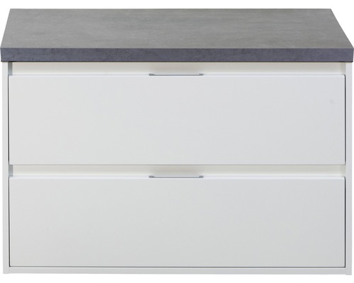 Waschbeckenunterschrank Sanox Porto 59x90x50 cm mit Waschtischplatte weiß hochglanz/beton anthrazit