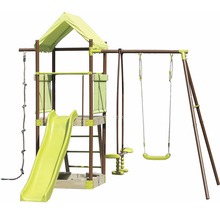 Spielturm mit Rutsche, Schaukeln und Kletterseil für den Außenbereich