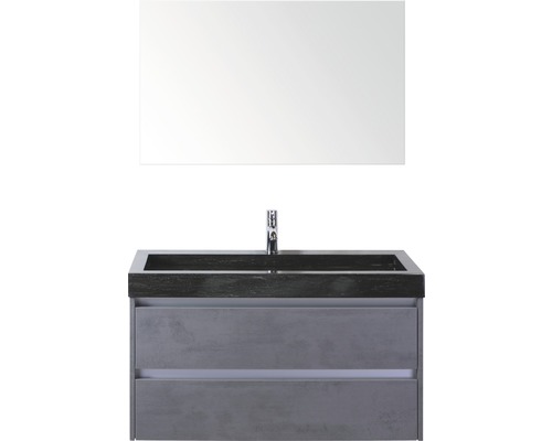 Badmöbel-Set Sanox Dante Naturstein 170x101x45,5 cm Natursteinwaschbecken Beton anthrazit mit Spiegel Badmöbel-Set Sanox Dante Naturstein 170x101x45,5 cm Natursteinwaschbecken Beton anthrazit mit Spiegel