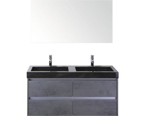 Badmöbel-Set Sanox Dante Naturstein 170x121x45,5 cm Doppel-Natursteinwaschbecken Beton anthrazit mit Spiegel Badmöbel-Set Sanox Dante Naturstein 170x121x45,5 cm Doppel-Natursteinwaschbecken Beton anthrazit mit Spiegel
