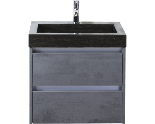 Waschbeckenunterschrank Sanox Dante 58x61x45,5 cm mit Natursteinwaschbecken Beton anthrazit Waschbeckenunterschrank Sanox Dante 58x61x45,5 cm mit Natursteinwaschbecken Beton anthrazit