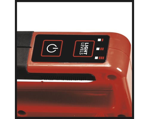 Nahaufnahme einer Lampe mit einem Schalter zum Ein- und Ausschalten sowie zur Einstellung der Lichtstufen.