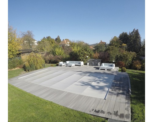 Rollabdeckung für Pools grau mit PVC beschichtetem Glasfaser Gewebe 8 x 4 m