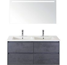Badmöbel-Set Sanox Porto Keramik 170x121x51 cm Doppel-Keramikwaschbecken 4 Schubladen beton anthrazit mit LED-Beleuchtung